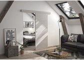 OPTIMUM - Kit schuifdeur + rail + Bilbao strip - H. 204xB.83xP.4 cm - Lichtgrijs eiken
