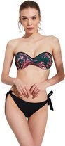 No Gossip Bandeau push-up bikiniset groen bladpatroon met schouderband VEELKLEURIG 36