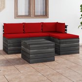 Decoways - 5-delige Loungeset met kussens pallet massief grenenhout