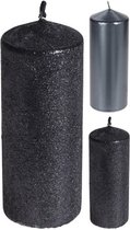 Stompkaars grijs glitter 18 cm