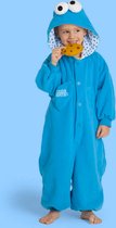 Onesie Koekiemonster pak kind kostuum Sesamstraat - maat 110-116 - blauw Koekiemonsterpak jumpsuit pyjama