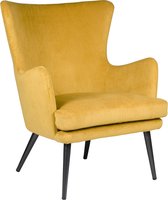 Alora Stoel Charlie Geel - Ribstof - relaxstoel - fauteuil - eetkamerstoel - loungestoel - chair - met armleuning