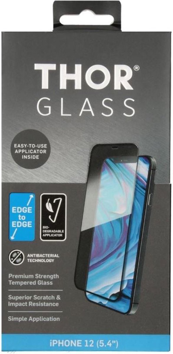 THOR DT Glass E2E Anti Bac screenprotector voor iPhone 12 mini - transparant