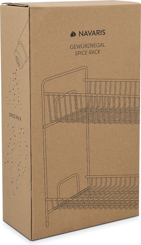 Étagère à épices en acier Navaris 2 couches - Étagère à épices debout - Étagère pour pots à épices et verres - Organisateur multifonctionnel pour cuisine et salle de bain