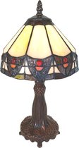 LumiLamp Tiffany Tafellamp Ø 20*34 cm E14/max 1*25W Beige Kunststof, Glas Tiffany Bureaulamp Tiffany Lampen