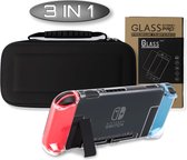 TheSetupStore.com Nintendo Switch Beschermset - Case - Hoes - Screenprotector - Zwart - Transparant - Accessoires - Compleet - Cadeau