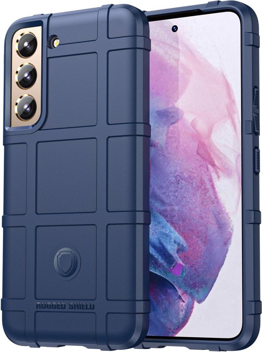 Rugged Shield Hoesje Geschikt voor Samsung Galaxy S22 Plus - Back Cover Schokbestendig - Flexibel TPU - Verhoogde Randen voor extra Camera Bescherming - Blauw