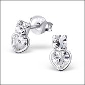 Aramat jewels ® - 925 sterling zilveren kinder oorbellen hart zirkonia 4mm x 7mm