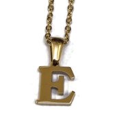 Initiaal ketting-letter E- chirurgisch staal-goudkleurig-45cm - dames