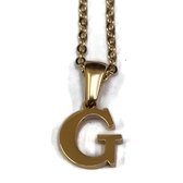 Initiaal ketting-letter G- chirurgisch staal-goudkleurig-45cm - dames