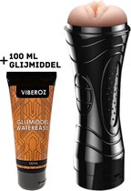 Viberoz® Booster - Vibrerende Masturbator - Sex toys voor Mannen – Glijmiddel Waterbasis - Pocket Pussy - Penis & Eikel Vibrator - Kunst Vagina - 7 Vibratie Standen - Zwart - Cadea