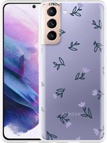 Hoesje Geschikt voor Samsung Galaxy S21 Paarse Bloemen