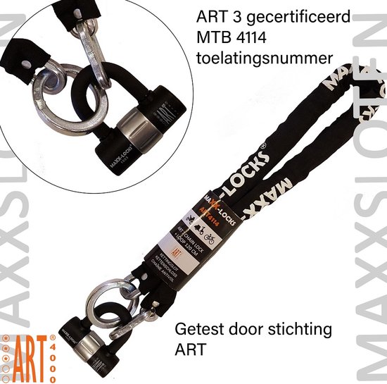 Maxx-Locks Naseby Art 3 Scooterslot / Brommerslot - Kettingslot + Loop - Gekeurd Slot voor Scooter en Brommer - Ketting met Gehard Stalen Schakels - 150 cm van Maxx — afbeelding 5