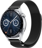 Milanees Smartwatch bandje - Geschikt voor  Huawei Watch GT 3 46mm Milanese band - zwart - Zwart - Strap-it Horlogeband / Polsband / Armband