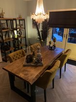 Boomstam Eettafel U poot (metaal) gemonteerd geleverd 230x90x78