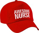 Awesome nurse pet / cap rood voor dames - baseball cap - cadeau petten / caps