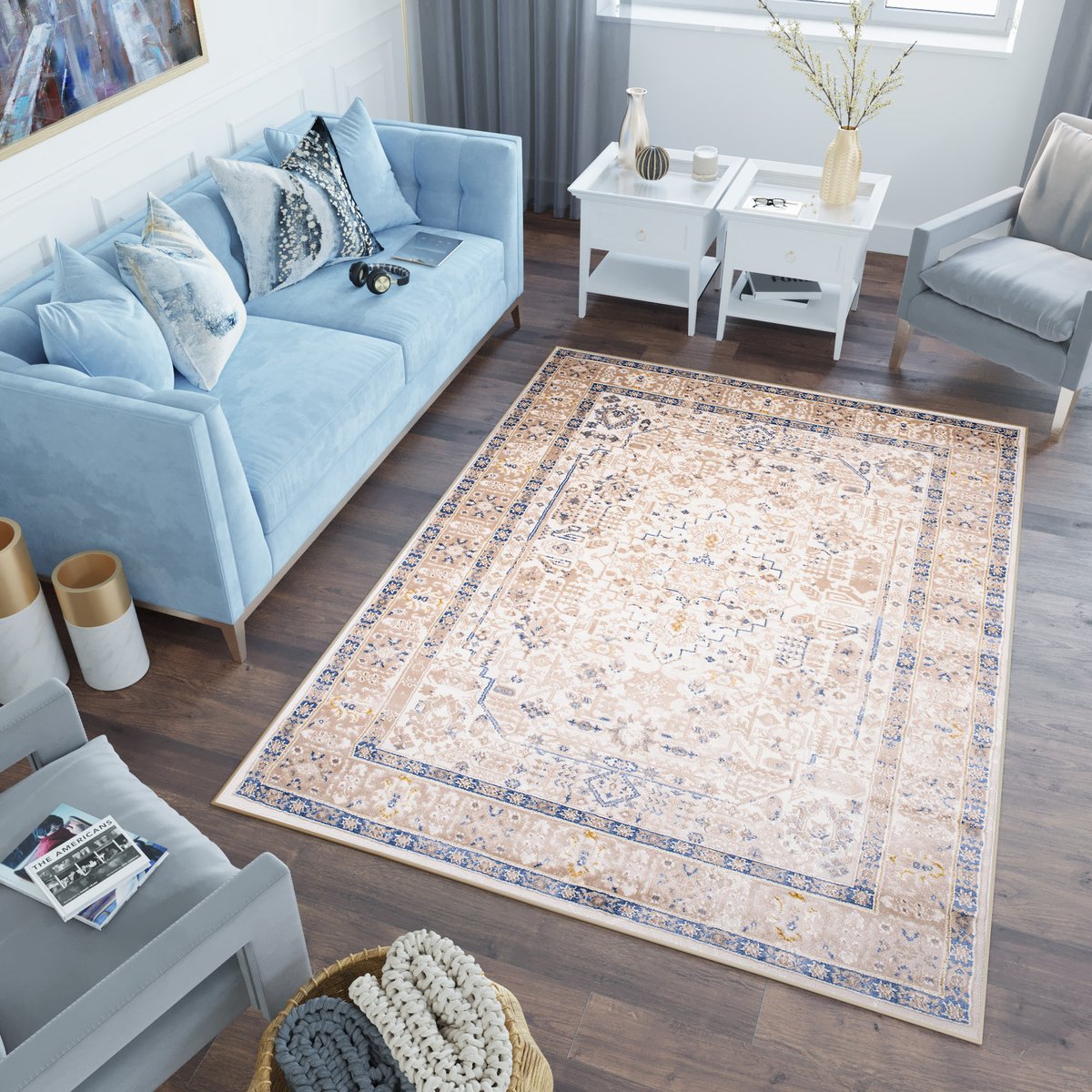 Tapiso Asthane Vloerkleed Creme Vintage Modern Woonkamer Tapijt Maat- 80x150
