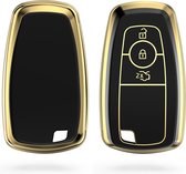 kwmobile autosleutel hoesje compatibel met Ford 3-knops autosleutel smart - autosleutel behuizing in zwart / goud