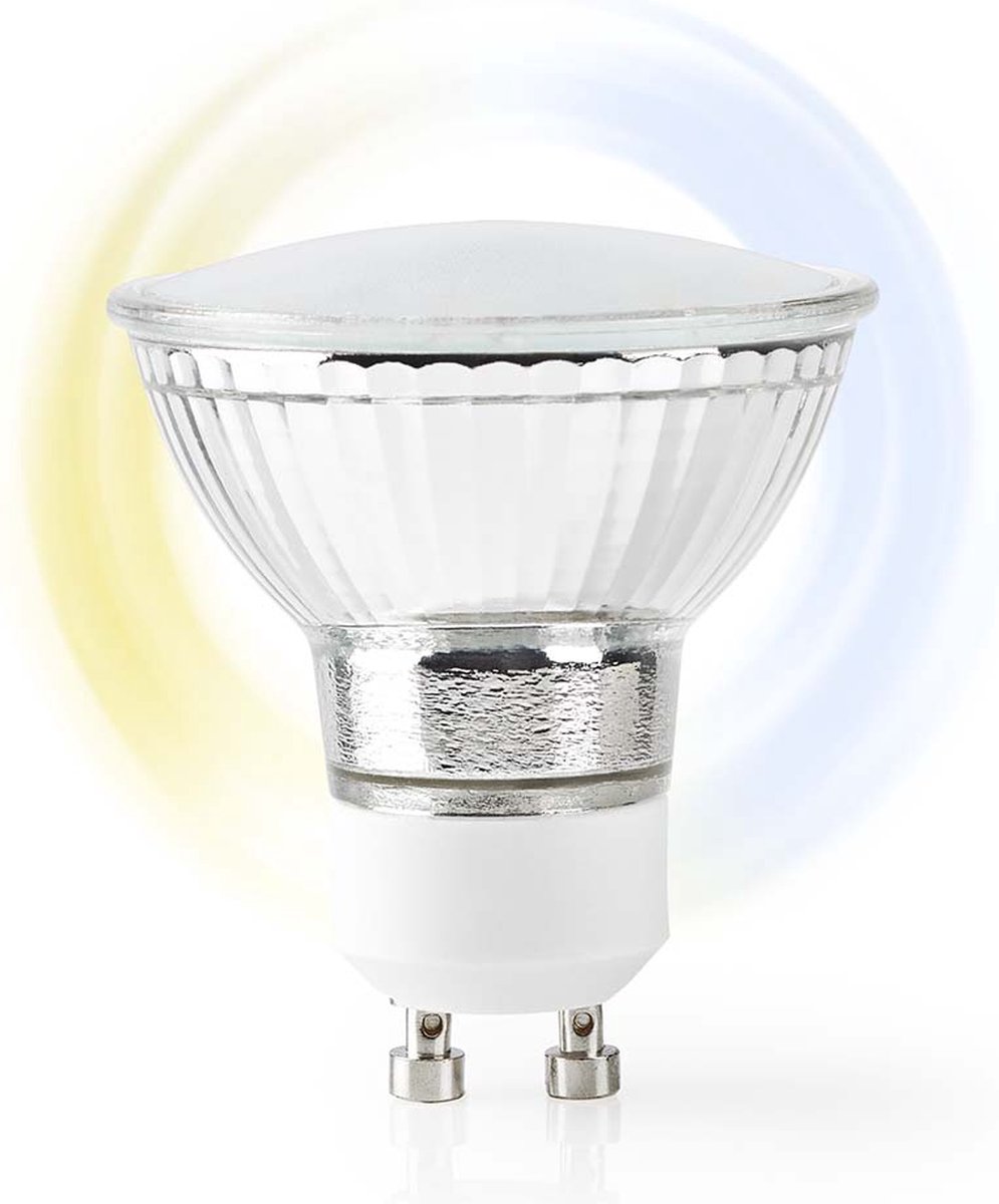 Nedis SmartLife LED Spot - Wi-Fi - GU10 - 400 lm - 5 W - Koel Wit / Warm Wit - 2700 - 6500 K - Energieklasse: F - Android / IOS - PAR16 - 1 Stuks