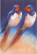 Ansichtkaart - Twee Zwaluwen - Loes Botman - 10,5x15x0,5 cm - Nederland - EcoStory - Fairtrade - 5 stuks