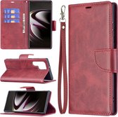 Samsung Galaxy S22 Ultra Hoesje - MobyDefend Wallet Book Case Met Koord - Rood - GSM Hoesje - Telefoonhoesje Geschikt Voor: Samsung Galaxy S22 Ultra