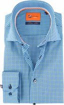 Suitable - Overhemd Blauw Print D71-18 - 39 - Heren - Slim-fit