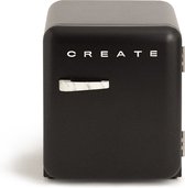 CREATE - Tafelmodel koelkast - Capaciteit 48 L - 1 planken - Handvat Marmer - Zwart - RETRO FRIDGE