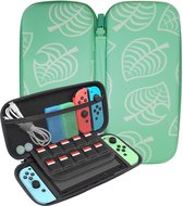 Case Groen Wit Blaadjes Geschikt Voor Nintendo Switch - Hoes Geschikt Voor Nintendo Switch Case - Geschikt voor Nintendo Switch Bescherm Met Blaadjes Mintgroen