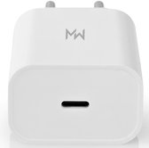 MW USB-C Snellader PD 20W Oplader USB C Charger - Geschikt voor iPhone 13/13 Pro/13 Mini/13 Pro Max/12/12 Pro/11/ 11 Pro/XR/ iPad Pro 2020/Galaxy S21/S20/Redmi Note 10S/9 Pro - Wit