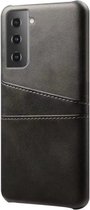 Backcover geschikt voor Samsung Galaxy S21 - Zwart - PU Leer - Pasjeshouder