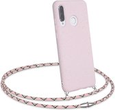 kalibri hoesje compatibel met Huawei P30 Lite - Back cover voor smartphone - Telefoonhoesje met koord in poederroze