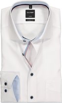 OLYMP Luxor modern fit overhemd - wit (contrast) - Strijkvrij - Boordmaat: 45