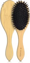Navaris haarborstel bamboe en zwijnenhaar - Haarborstel mix van varkenshaar en nylon - Stimuleert hoofdhuid voor glanzende haren - Antistatisch