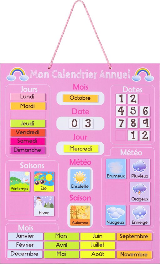 Navaris calendrier pour enfants - Tableau d'apprentissage Klok des