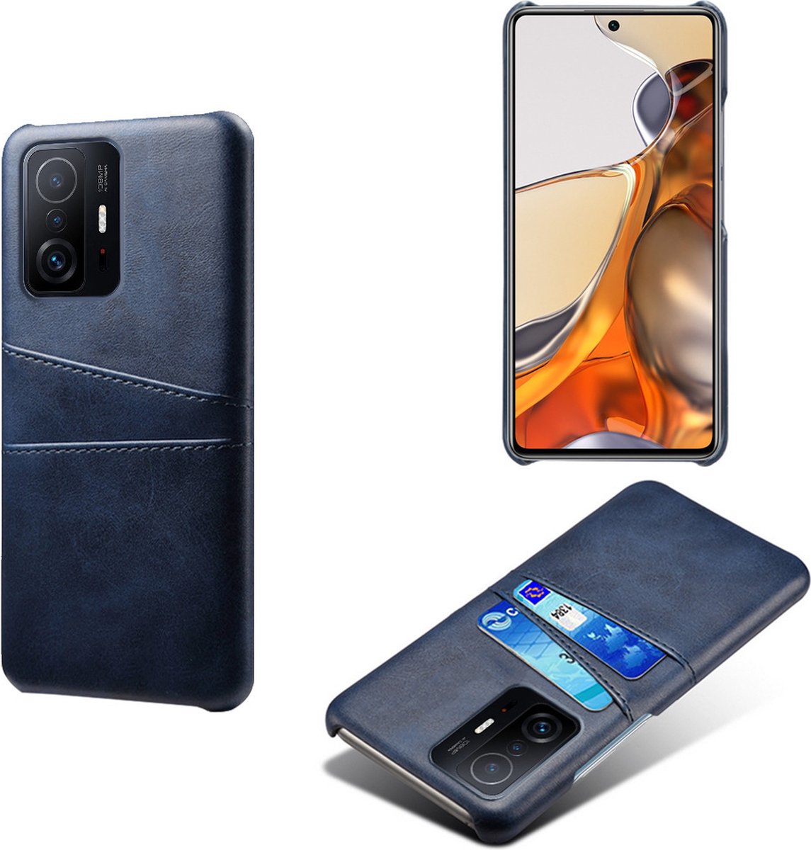 Backcover met Opbergvakjes + PMMA Screenprotector voor Xiaomi Mi 11T / Mi 11T Pro _ Blauw
