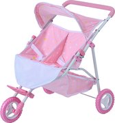 Bol.com Teamson Kids Dubbel Poppenwagen Voor Babypoppen - Accessoires Voor Poppen - Kinderspeelgoed - Roze/Sterren aanbieding