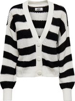 Jacqueline de Yong Vest Jdynola Justy L/s Cardigan Knt 15221601 Cloud Dancer/w Black St Dames Maat - S