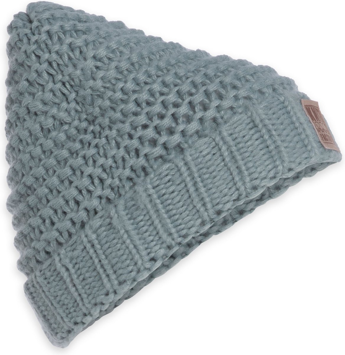 Knit Factory Alex Gebreide Muts Heren & Dames - Beanie hat - Stone Green - Grofgebreid - Warme groene Wintermuts - Unisex - One Size