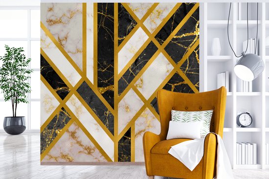 Papier Peint - Papier Papier peint photo Marbre - Or - Luxe - Largeur 300 cm x Hauteur 300 cm