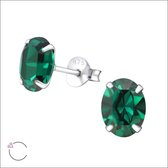 Aramat jewels ® - Ovale oorbellen emerald groen kristal 925 zilver 8x6mm