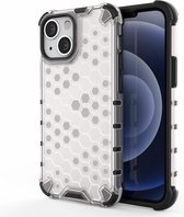 Lunso - Honinggraat Armor Backcover hoes - iPhone 13 Mini - Wit