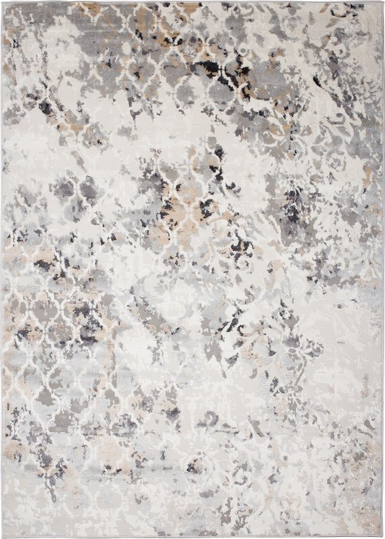 TAPISO Tapis Salon Valley Beige Crème Gris Abstrait Doux 300x400