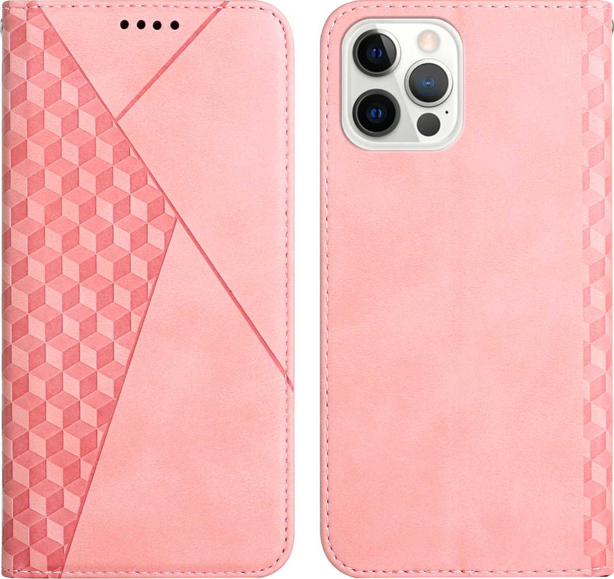 Apple iPhone 13 Pro Max Book Case - PU Lederen Telefoonhoesje - Pasjeshouder - Roze