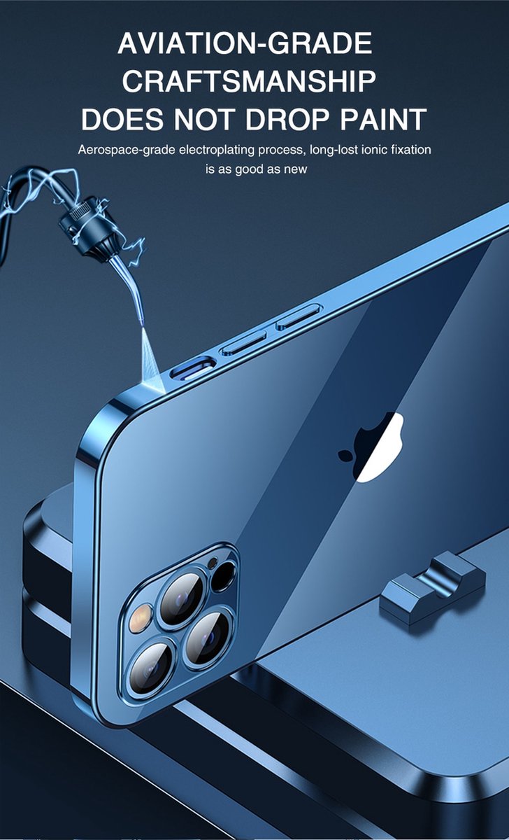 iPhone 13 Pro Max Hoesje - Transparent Phone Case - Transparant - Shockproof - Schokbestendig - Individual Lens Protection - Individuele lensbescherming - Compatible Wireless Charging - Compatibel draadloos opladen