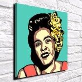 Pop Art Billie Holiday Canvas - 80 x 80 cm - Canvasprint - Op dennenhouten kader - Geprint Schilderij - Popart Wanddecoratie