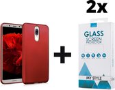 Siliconen Backcover Hoesje Huawei Mate 10 Lite Rood - 2x Screen Protectors - Telefoonhoesje - Smartphonehoesje