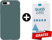 Siliconen Backcover Hoesje iPhone 8 Plus Groen - Gratis Screen Protector - Telefoonhoesje - Smartphonehoesje