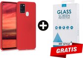 Siliconen Backcover Hoesje Samsung Galaxy A21s Rood - Gratis Screen Protector - Telefoonhoesje - Smartphonehoesje