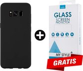 Siliconen Backcover Hoesje Samsung Galaxy S8 Zwart - Gratis Screen Protector - Telefoonhoesje - Smartphonehoesje