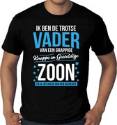 Grote maten Trotse vader / zoon cadeau t-shirt zwart voor heren - Verjaardag / Vaderdag - Cadeau / bedank shirt XXXXL